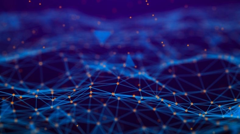 Abstract technology background. Network connection. Artificial intelligence. Science background. Big data digital background. 4k rendering.